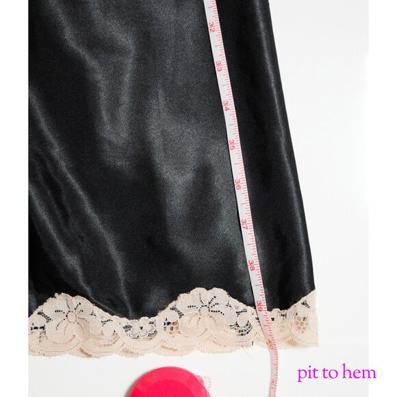 Black Satin Slip Dress w/ Ivory Lace Trim 🐈‍⬛ ADDITION ELLE Plus Size - Picture 8 of 8